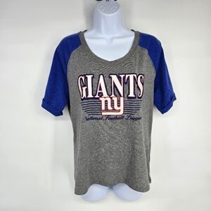 New York Giants T Shirt Womens Large Silver Sparkle Logo Gray Tee New NFL